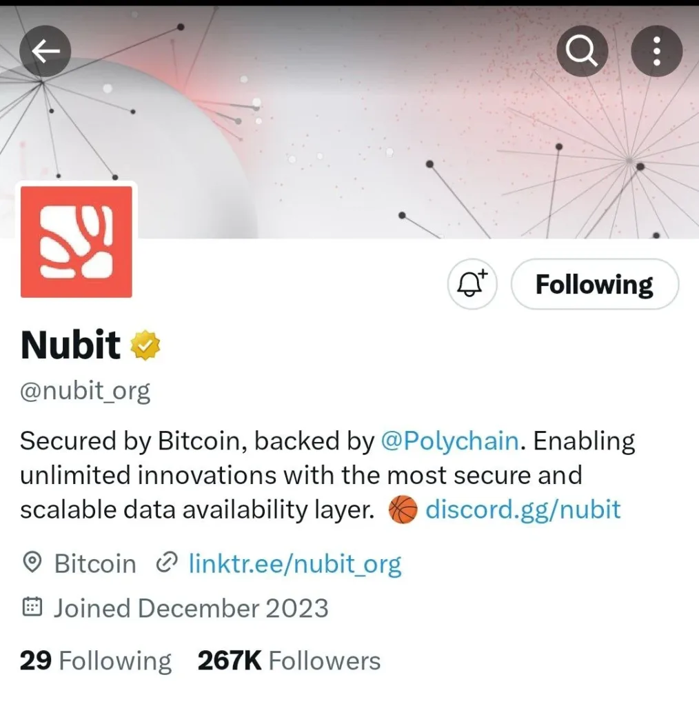 Nubit twitter page
