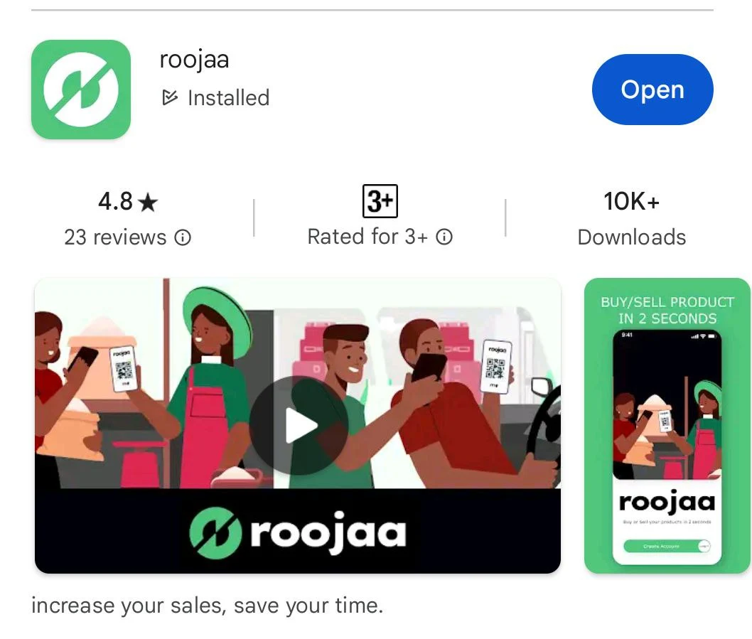 Rooja app on playstore